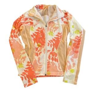 Lululemon Catch Me Air Shape Jacket Size 4 Floral Print Pink Coral Mesh Sides